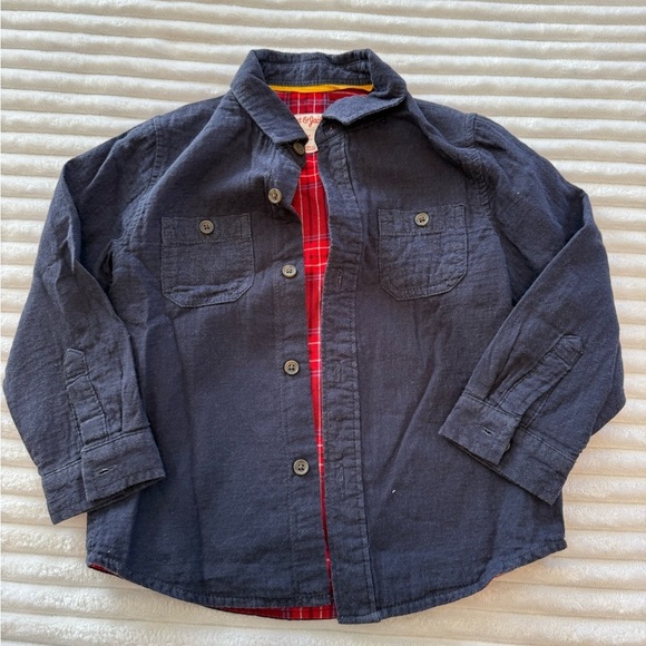 Cat & Jack Other - Cat & Jack Dark Blue Kids Button-Down Shirt with Red Accents